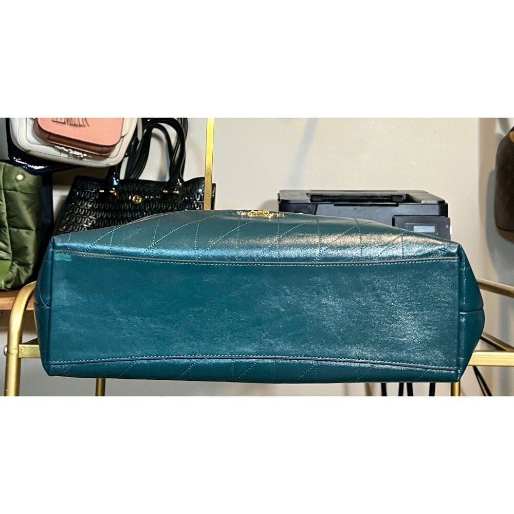 Stunning!!  NEW!!! Coach Evelyn Large Quilted Leather Shoulder Bag in Deep Teal! - Picture 8 of 16